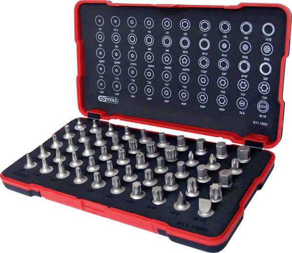 KS Tools 1/4" Bit-Stecknuss-Satz, extra kurz, 50-tlg 1/4" Bit-Stecknuss-Satz, extra kurz, 50-tlg sada bitů