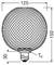 Diagram kulovité žárovky s rozměry: šířka 125 mm, výška 150 mm, výška patice 30 mm. Šroubovací patice dole.