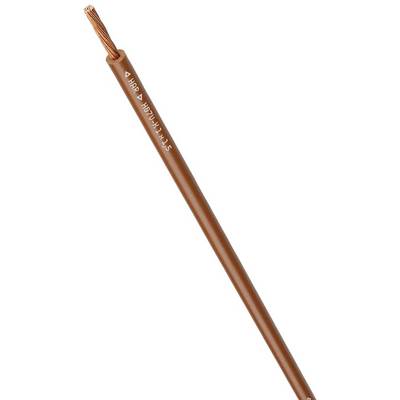 Hnědý elektrický kabel s nápisem 'H07V-K 1x1.5'. Kabel má na konci odhalené měděné vodiče.