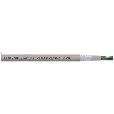 Kabel s nápisem 'LAPP KABEL STUTTGART ÖLFLEX CLASSIC 110 CH', zobrazující různé barvy drátů na jednom konci.