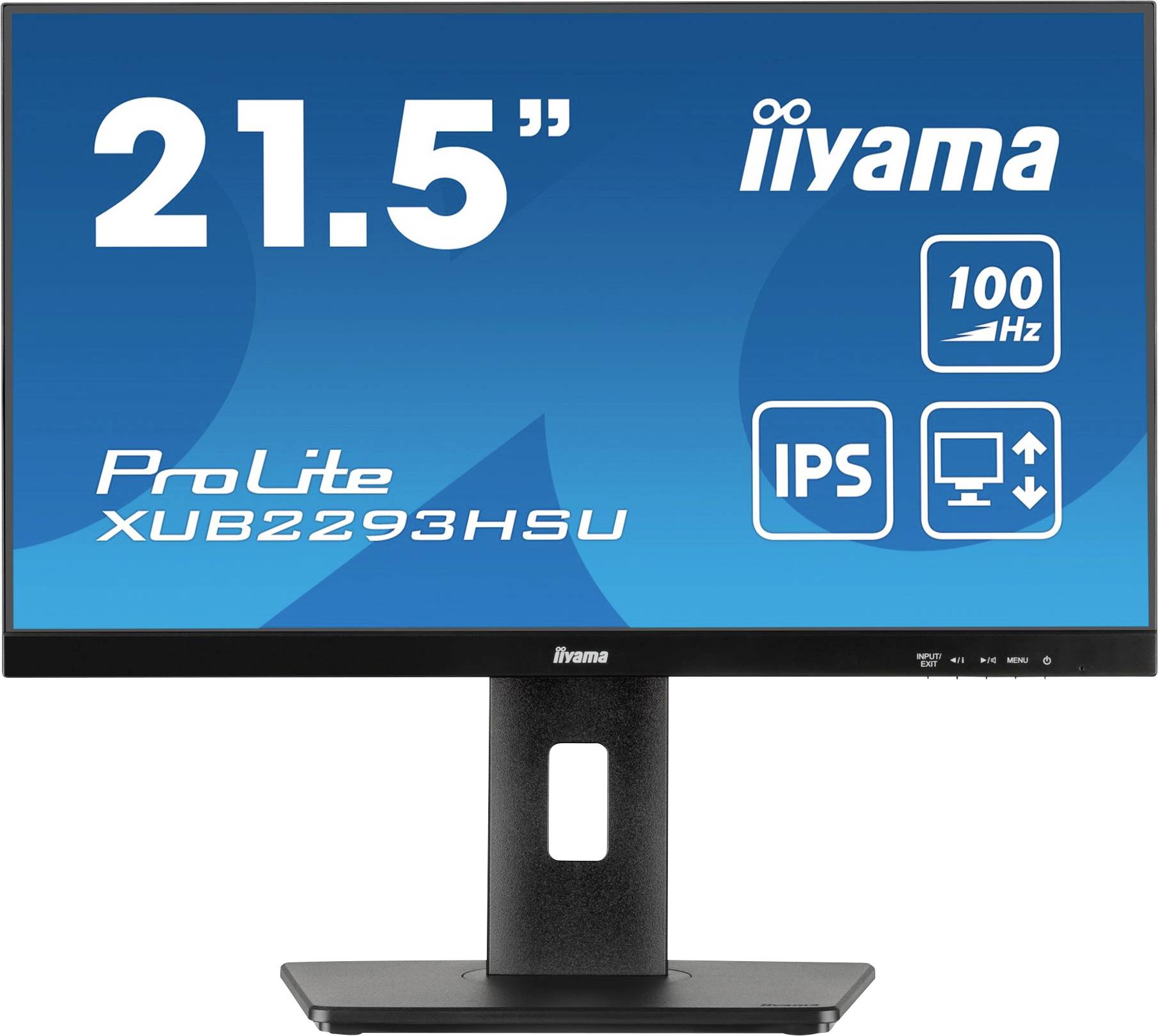 "Iiyama 21,5" monitor, ProLite XUB2293HSU, 100 Hz, IPS, výškově nastavitelný, bez rámečku."