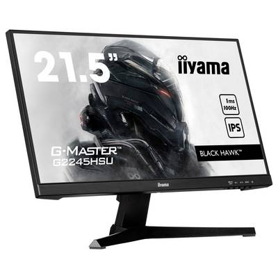 21,5palcový iiyama G-Master G2245HSU Black Hawk monitor, zobrazený v šikmém pohledu. Detaily: 1 ms reakční doba, 100 Hz, IPS displej.