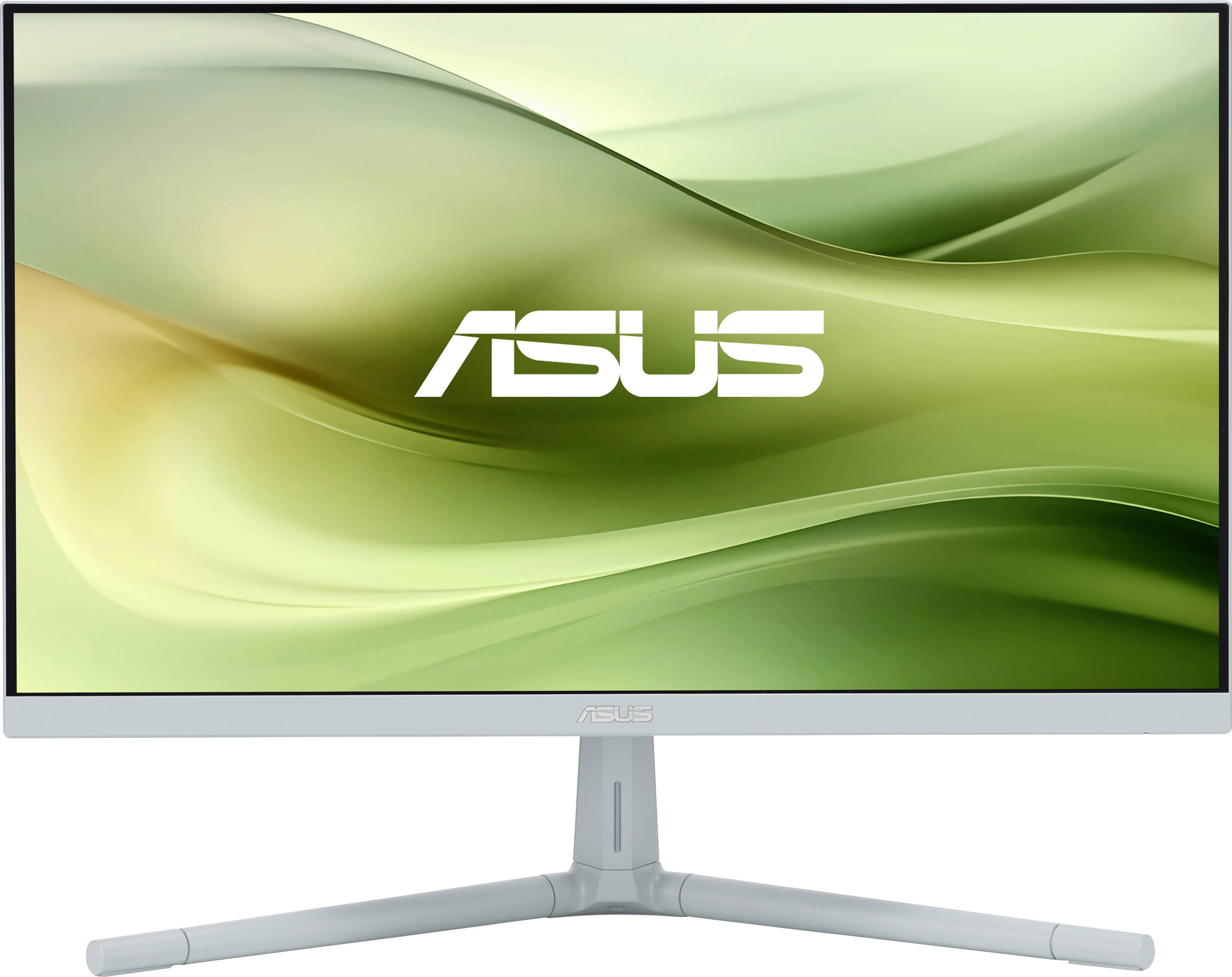 Počítačový monitor ASUS s abstraktním zeleným pozadím a logem ASUS uprostřed. Ideální pro kancelářské nebo domácí použití.