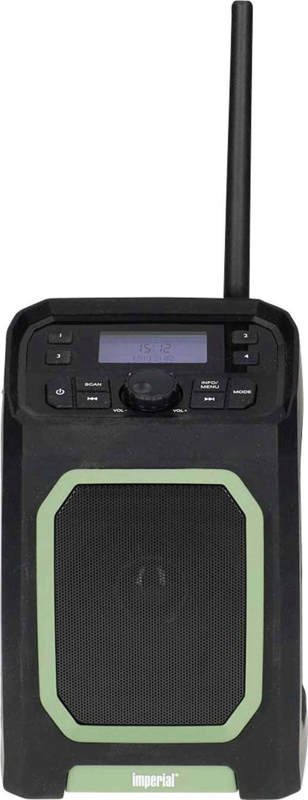 Imperial Imperial DABMAN OR 5 mobiles DAB+/FM-Außenradio 22-109-00 outdoorové rádio, DAB+, DAB, FM, DAB+, FM, USB, Bluetooth, AUX, voděodolné, s akumulátorem, funkce alarmu, černá