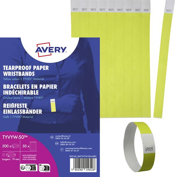Avery-Zweckform TYVYW-50 Přívodní pásek (d x š) 256 mm x 19 mm lepicí proužek 500 ks