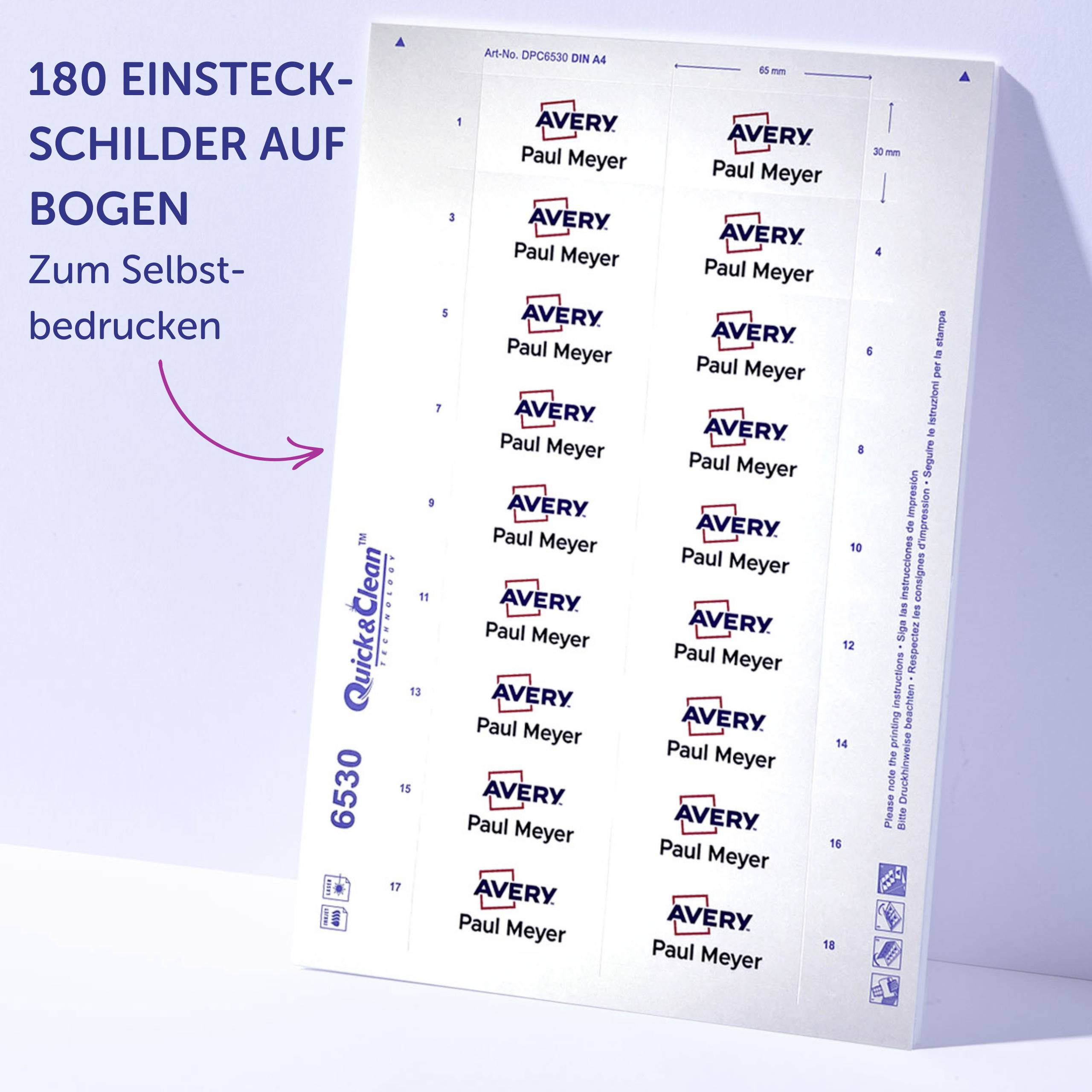 Avery-Zweckform DPC6530A-10 zásuvný štítek se jménem 65 mm x 30 mm bílá-5