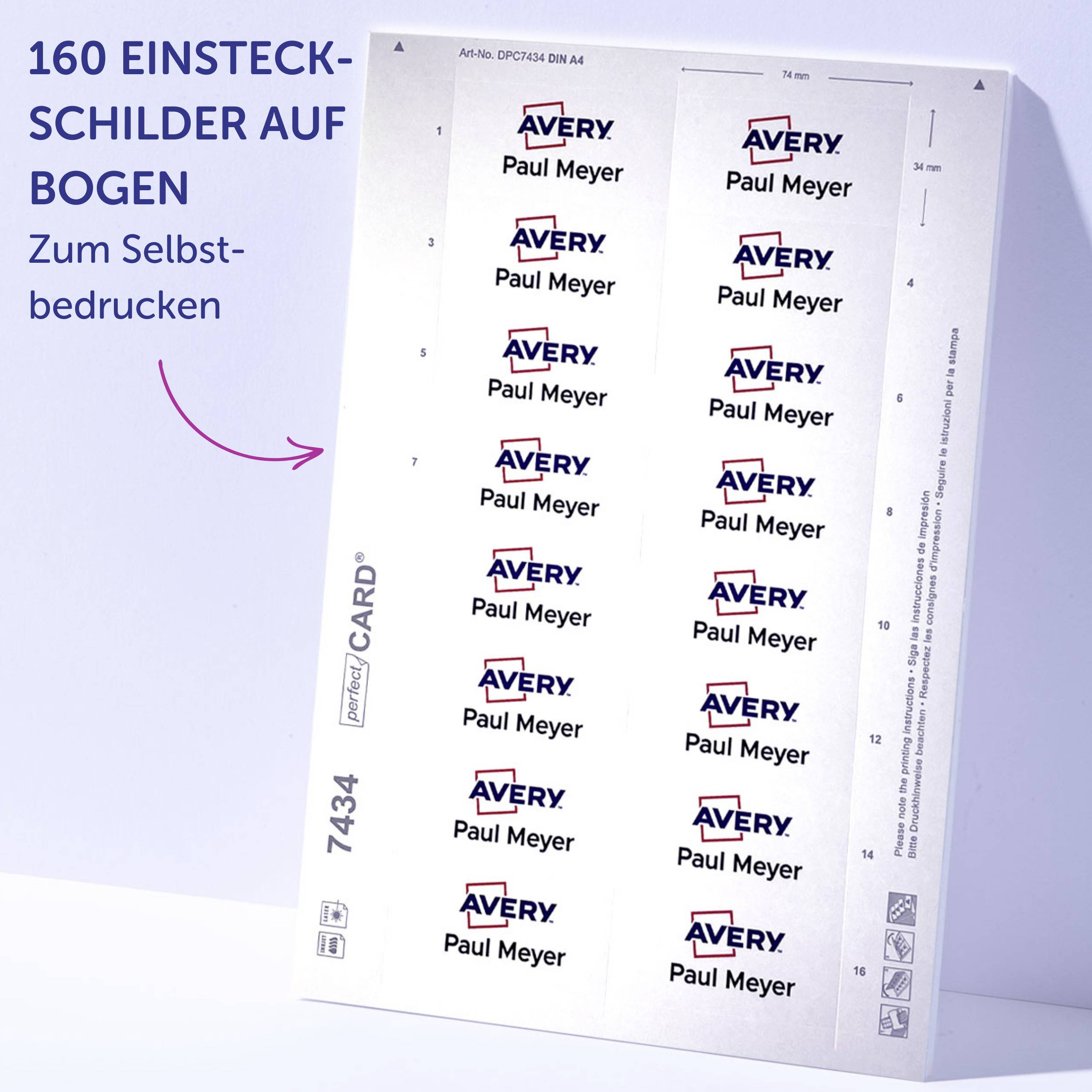 Avery-Zweckform DPC7434A-10 zásuvný štítek se jménem 74 mm x 34 mm bílá-5