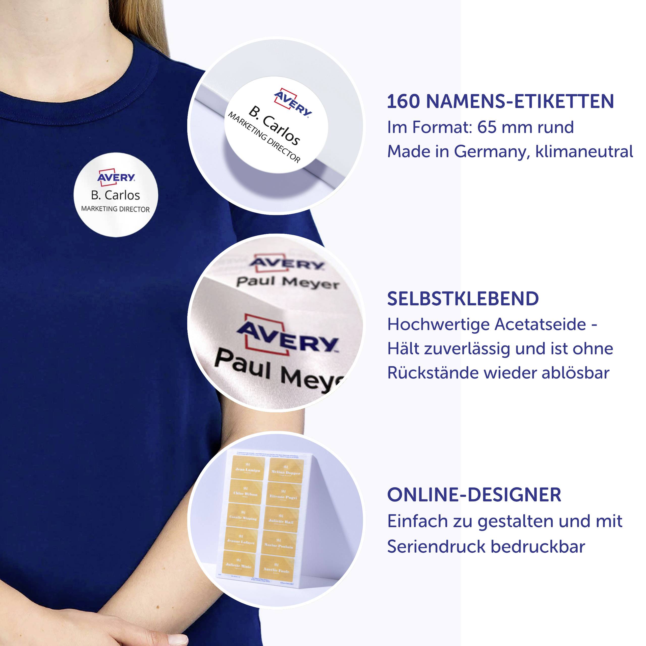 Avery-Zweckform L4881-20 štítek se jménem Kennzeichnungsetiketten (š x v) 65 mm x 65 mm 160 ks-7