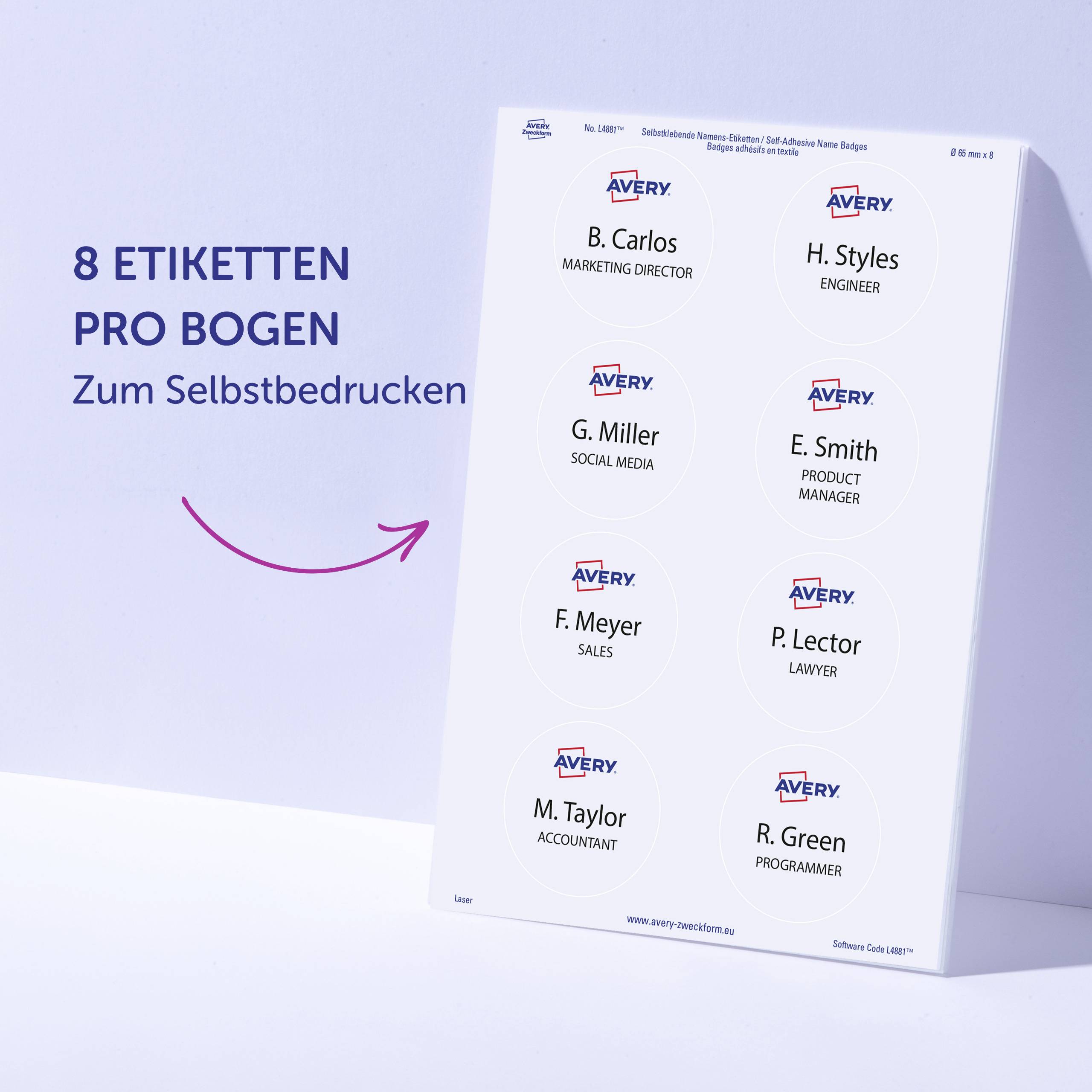 Avery-Zweckform L4881-20 štítek se jménem Kennzeichnungsetiketten (š x v) 65 mm x 65 mm 160 ks-11