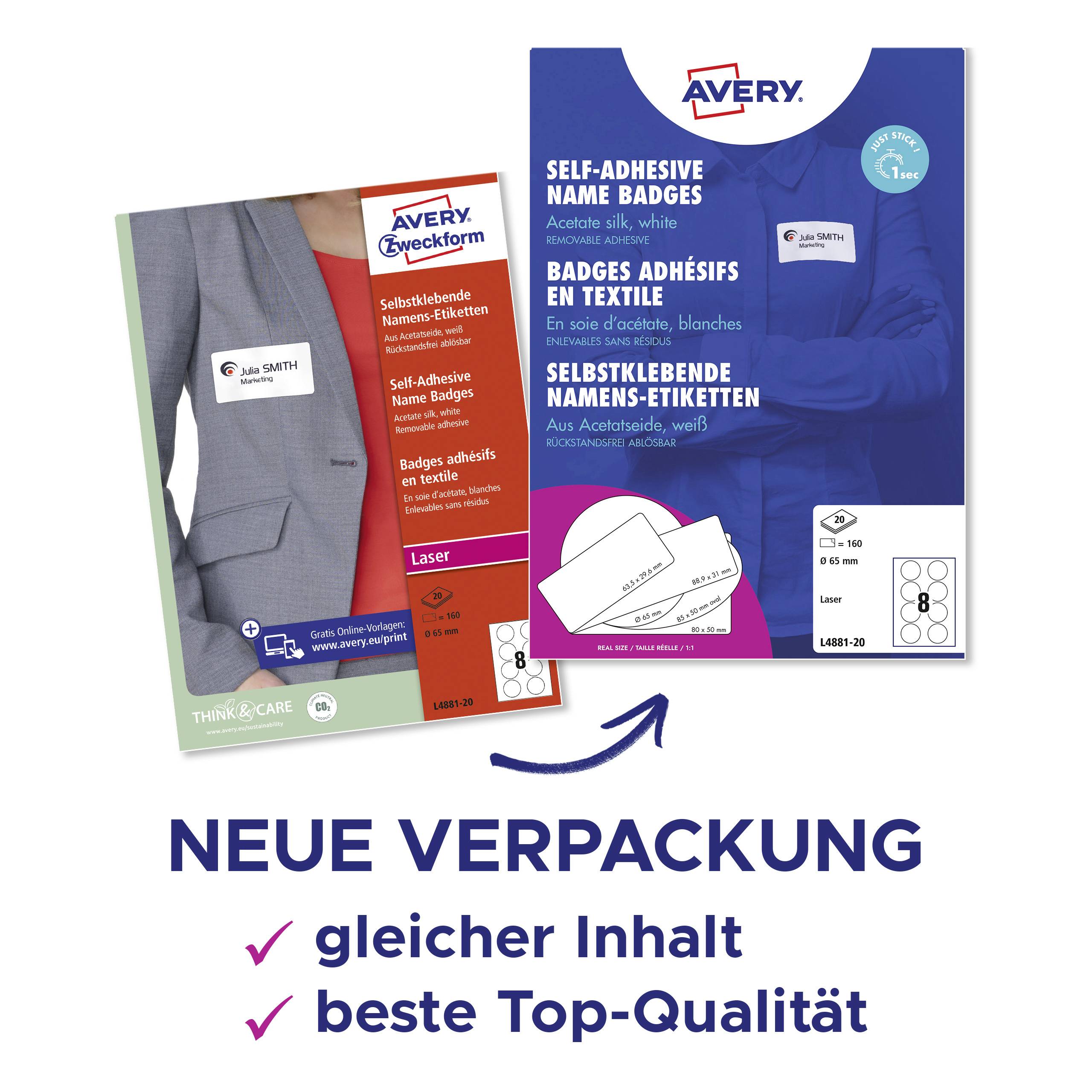 Avery-Zweckform L4881-20 štítek se jménem Kennzeichnungsetiketten (š x v) 65 mm x 65 mm 160 ks-16