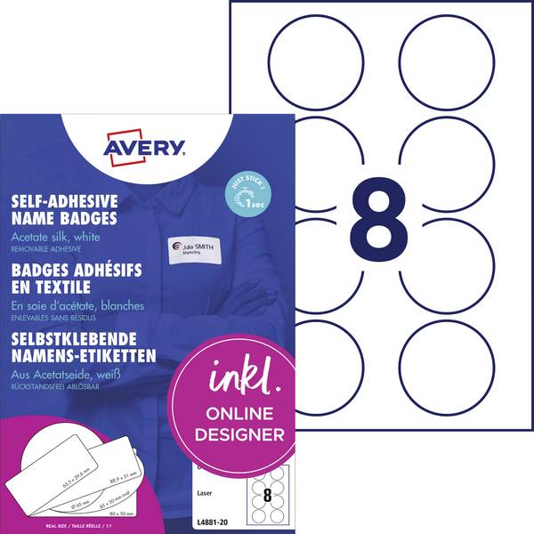 Avery-Zweckform L4881-20 štítek se jménem Kennzeichnungsetiketten (š x v) 65 mm x 65 mm   160 ks