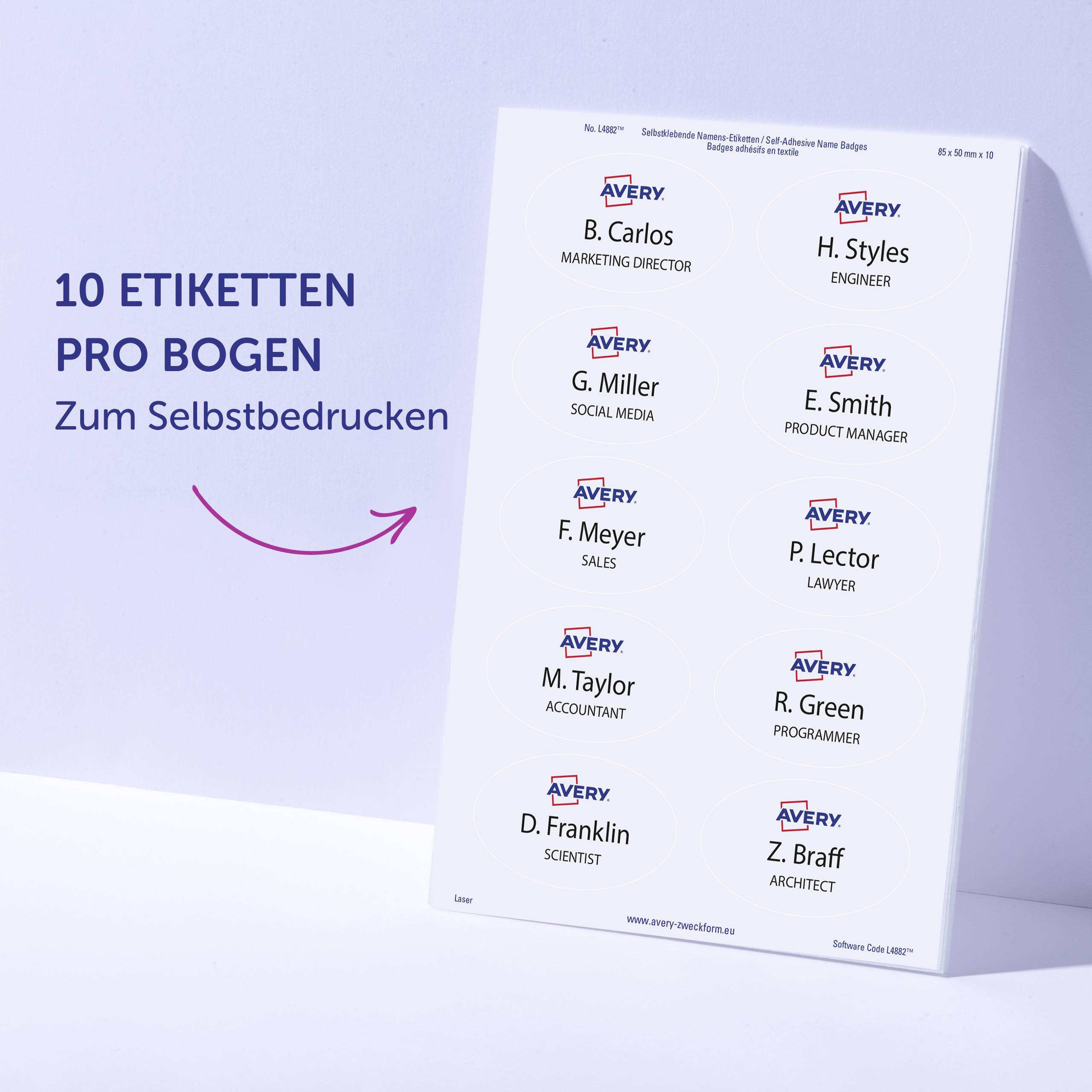 Avery-Zweckform L4882-20 štítek se jménem Kennzeichnungsetiketten (š x v) 85 mm x 50 mm 200 ks-11