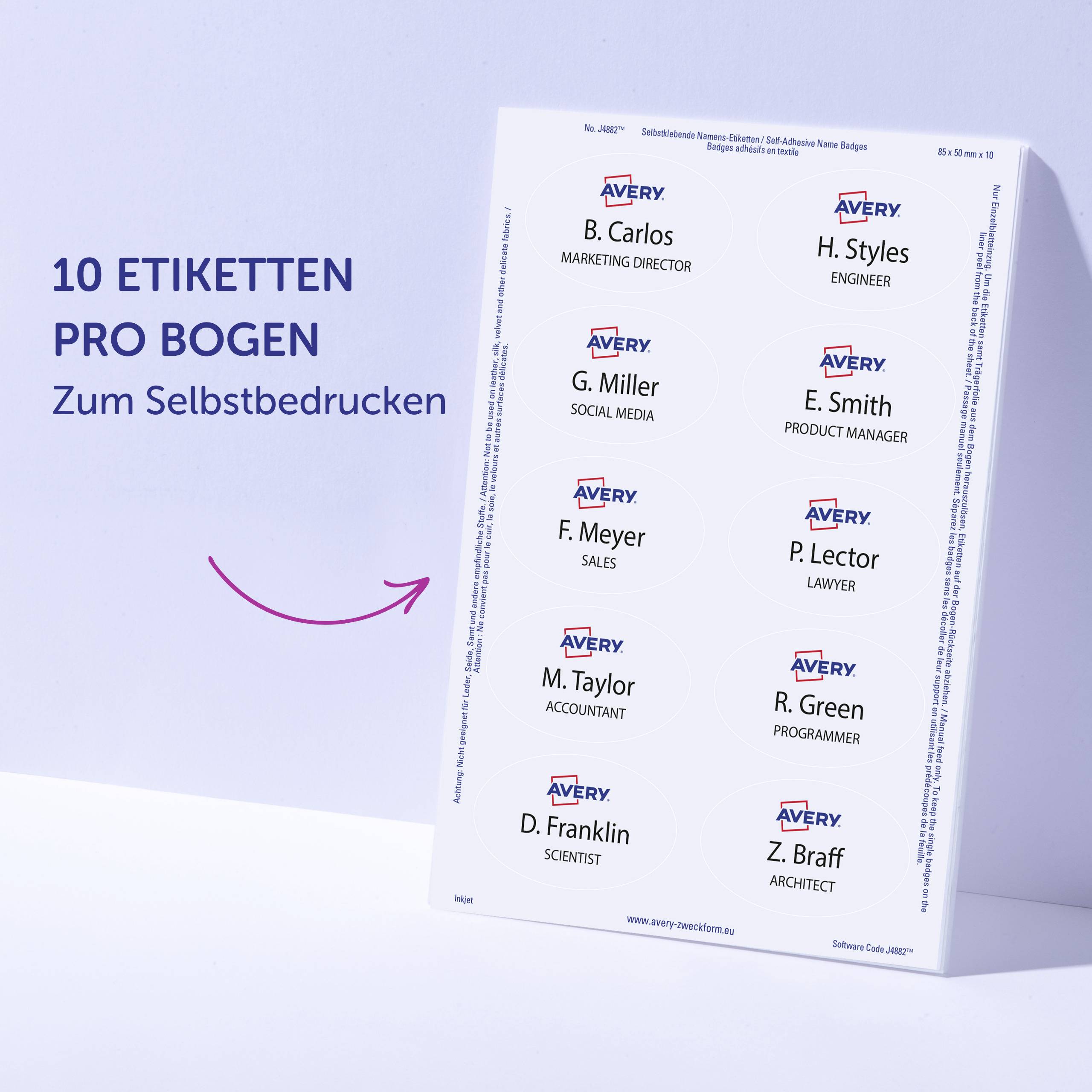 Avery-Zweckform J4882-20 štítek se jménem Kennzeichnungsetiketten (š x v) 85 mm x 50 mm 200 ks-11