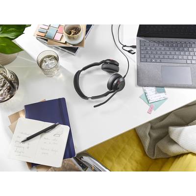 Jabra Evolve2 50 Headset otevřená (On Ear) kabelová, Bluetooth® stereo černá Redukce šumu mikrofonu, Potlačení hluku hea-3