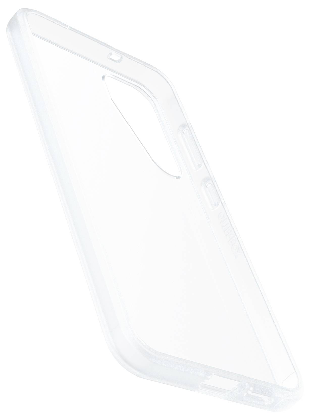 Průhledný plastový kryt mobilního telefonu, nasazený částečně nebo zcela na smartphone, poskytuje ochranu před škrábanci a nárazy.