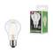 Žárovka a obal na obrázku, 100 W LED, patice E27, teplé bílé světlo, energeticky úsporná s označením energetické účinnosti 'B'.