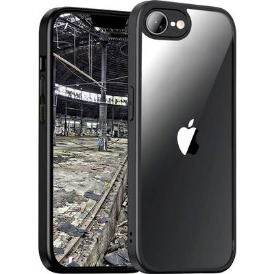 Mobilní telefon s obrázkem opuštěné, sešlé budovy na obrazovce. Telefon má lesklý povrch.