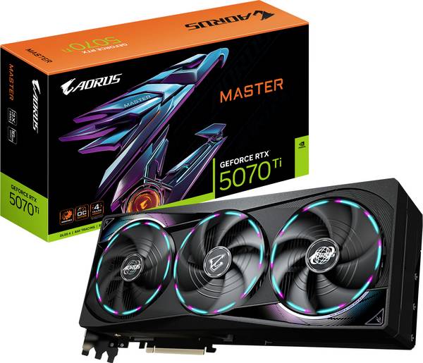 Gigabyte grafická karta Nvidia RTX 5070 Ti AORUS GeForce RTX™ 5070 Ti MASTER 16G  16 GB GDDR7 RAM PCIe x16  PCIe 5.0 x16