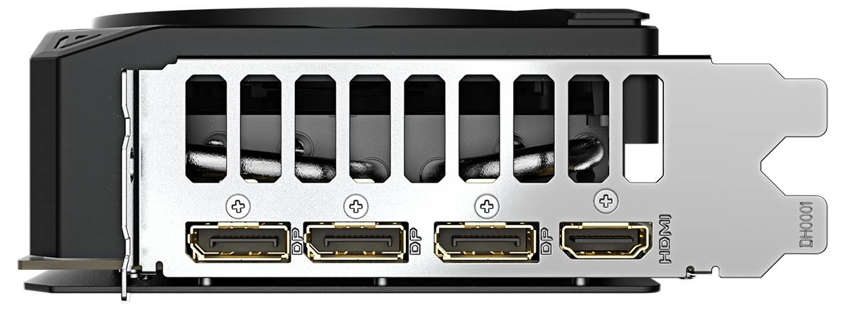 Grafické karty s rozhraním čtyř DisplayPort a jedním HDMI konektorem, vhodné pro připojení několika monitorů.