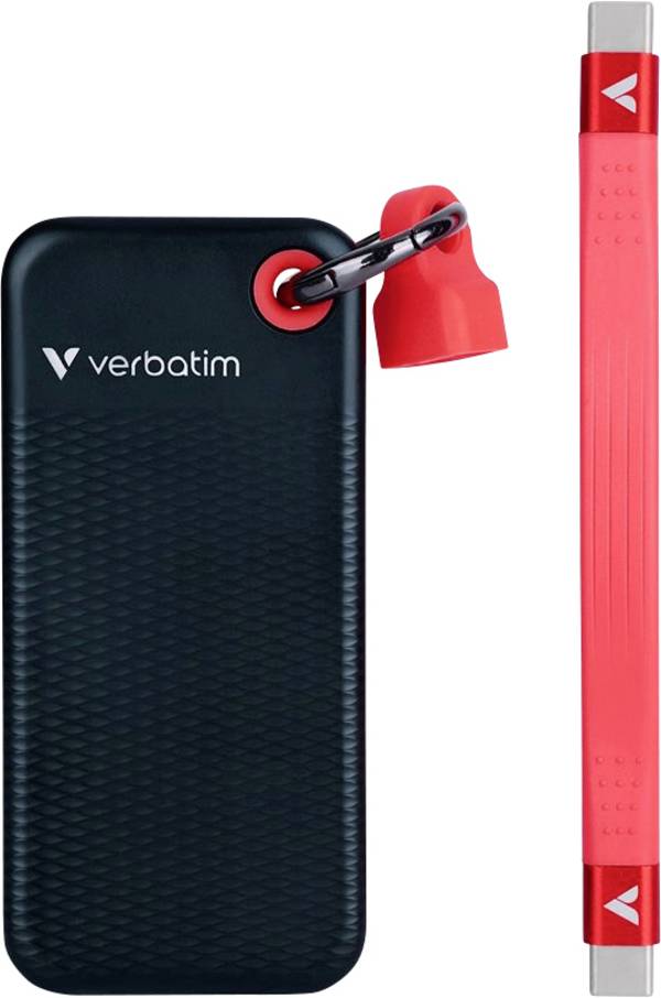 Verbatim Pocket 2 TB, externí SSD disk, USB-C™ (USB 3.2 Gen 2), černá, červená