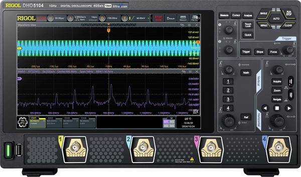 Rigol DHO5104  digitální osciloskop 1 GHz, 4 GSa/s, 250 Mpts, 12 Bit, s pamětí (DSO), 1 ks, DHO5104