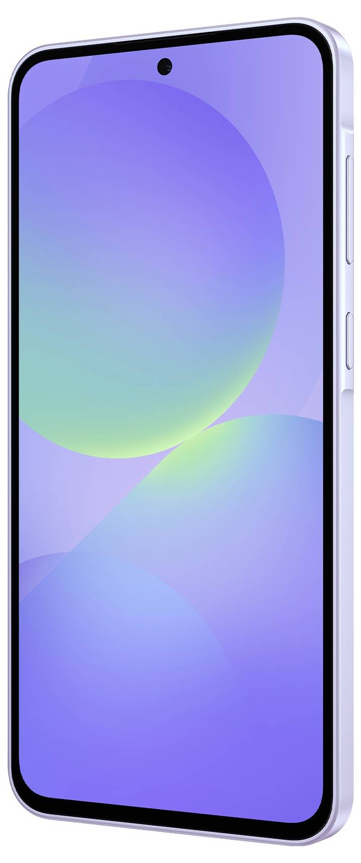 Ilustrace moderního smartphonu s bezrámečkovým designem a displejem v pastelových barvách.