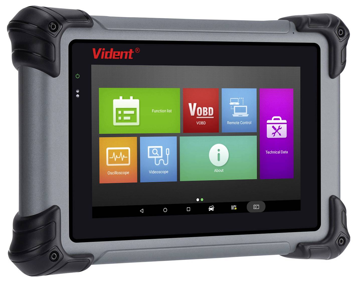 Robustní tablet s několika barevnými ikonami aplikací na obrazovce, včetně 'Seznam funkcí', 'VOBD', 'Dálkové ovládání' a dalších.