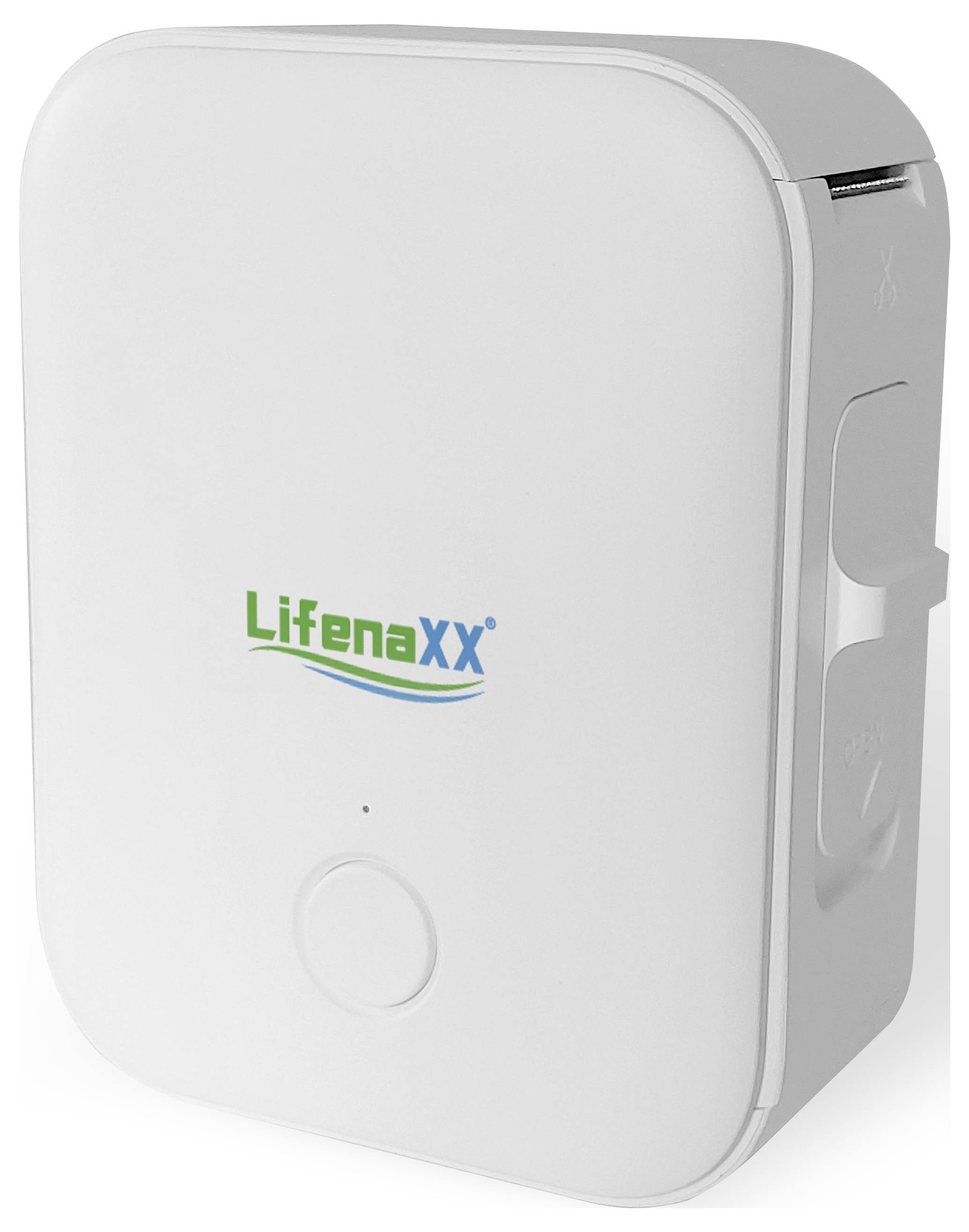 Bílá elektronická krabice s logem 'LifenaXX' na přední straně, pravděpodobně zařízení pro domácí použití.