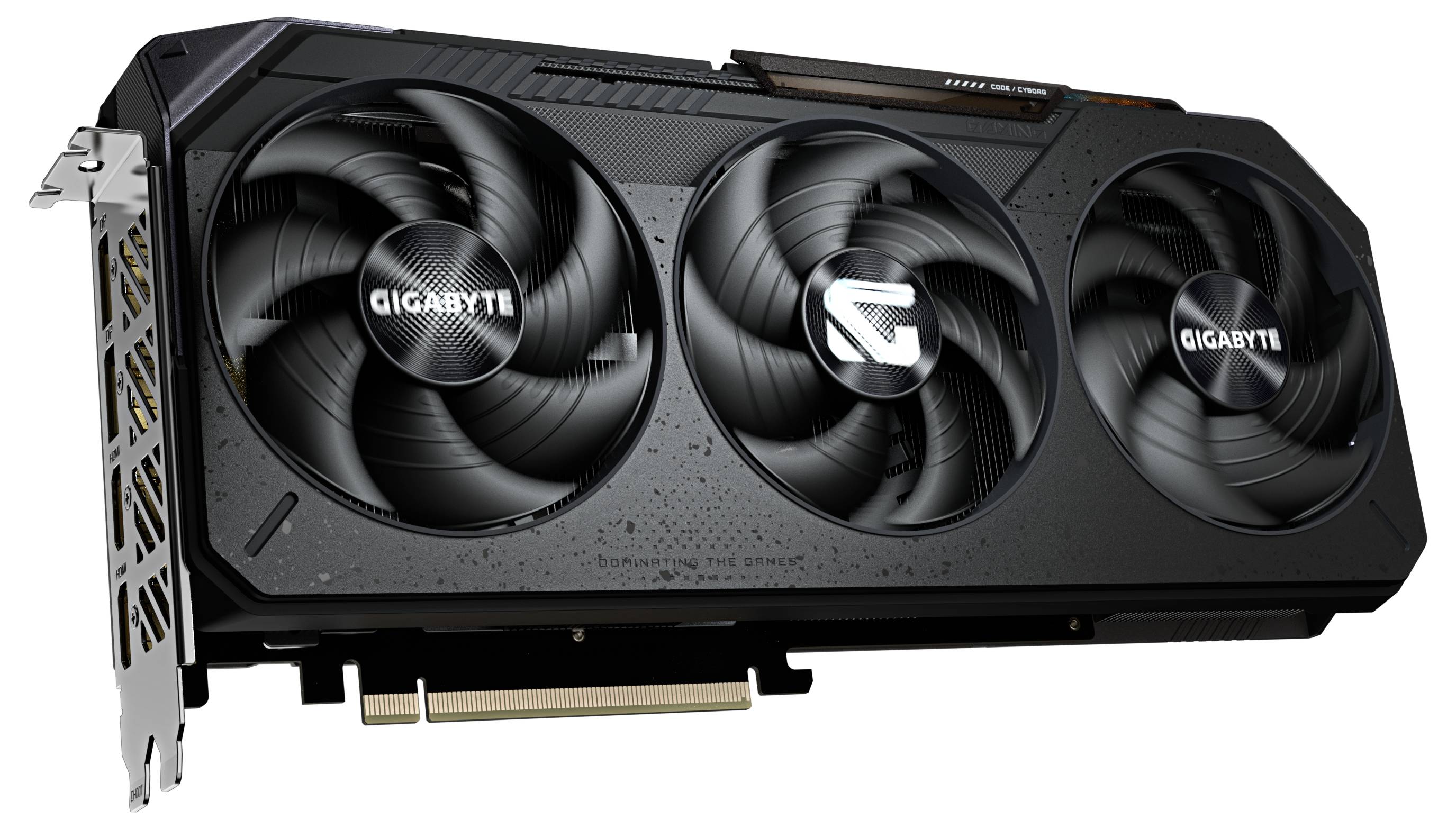 Černá grafická karta se třemi ventilátory značky Gigabyte, model Eagle.