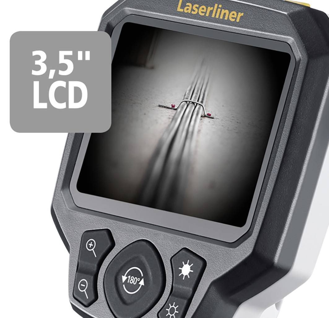 Ruční přístroj s 3,5" LCD displejem zobrazuje kabely v podlaze.