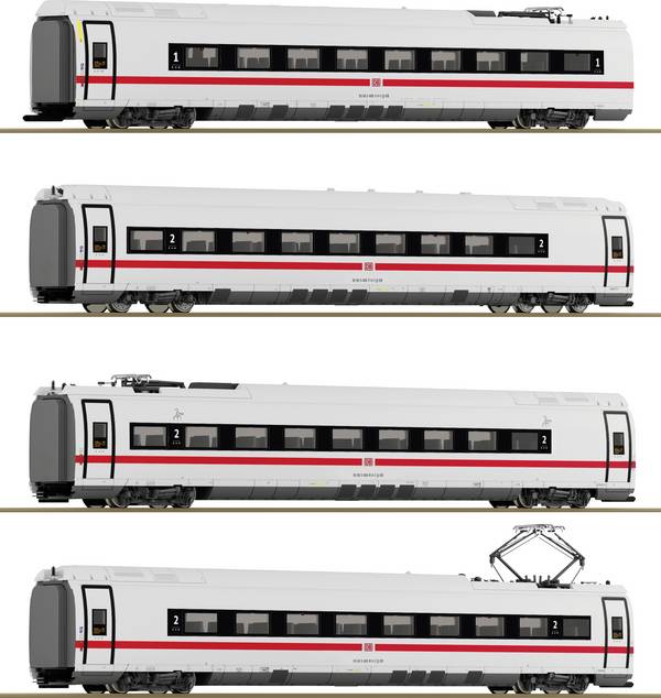 Roco 7700018 H0, 4 ks Sada: Průběžný vůz ICE 3neo (BR 408) z DB AG