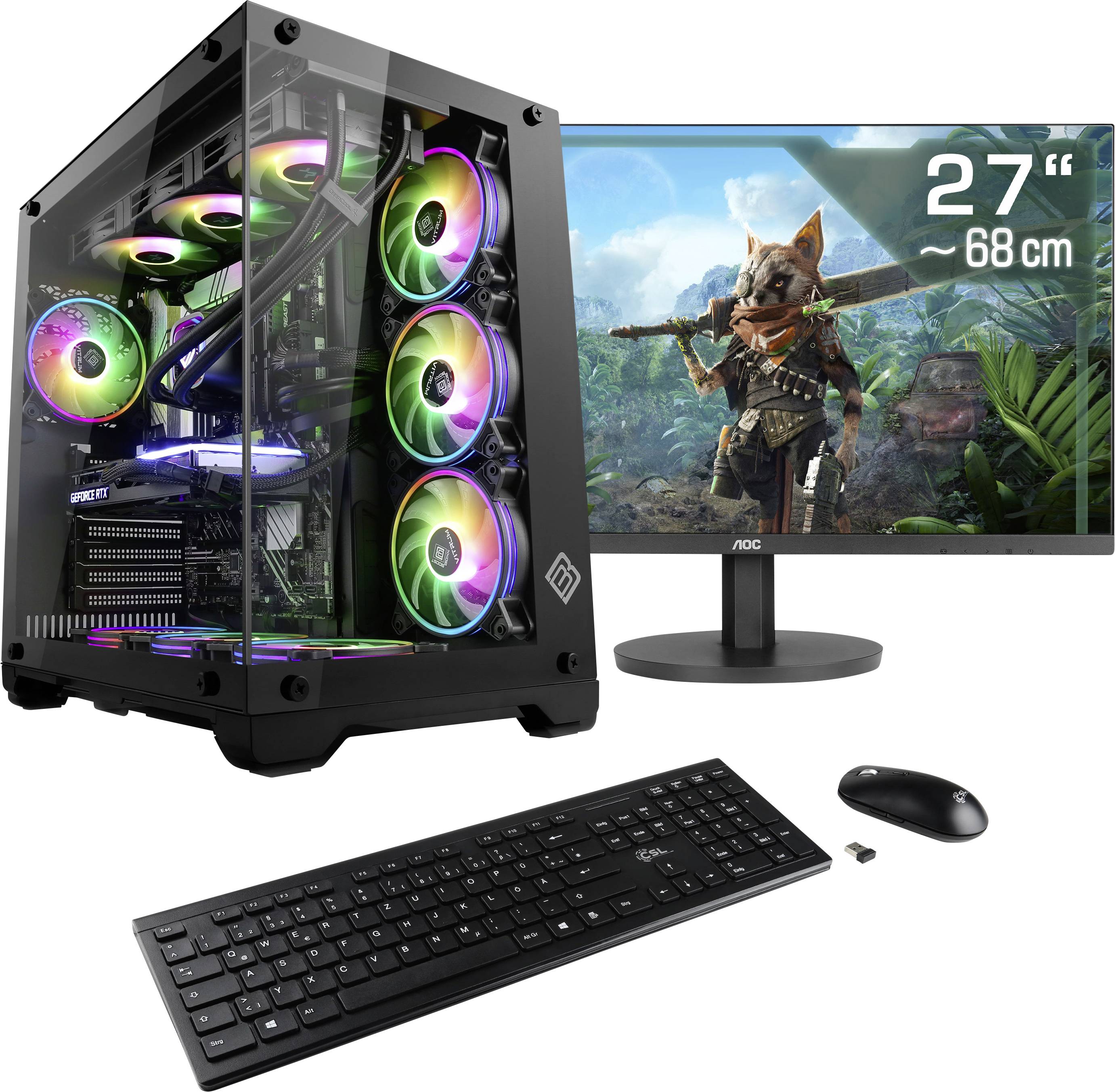 CSL Computer All in One PC Gaming PC M12000H 68.6 cm (27 palec) WQHD Intel® Core™ Ultra 7 265KF 5.5 GHz 32 GB RAM 2000 G-0