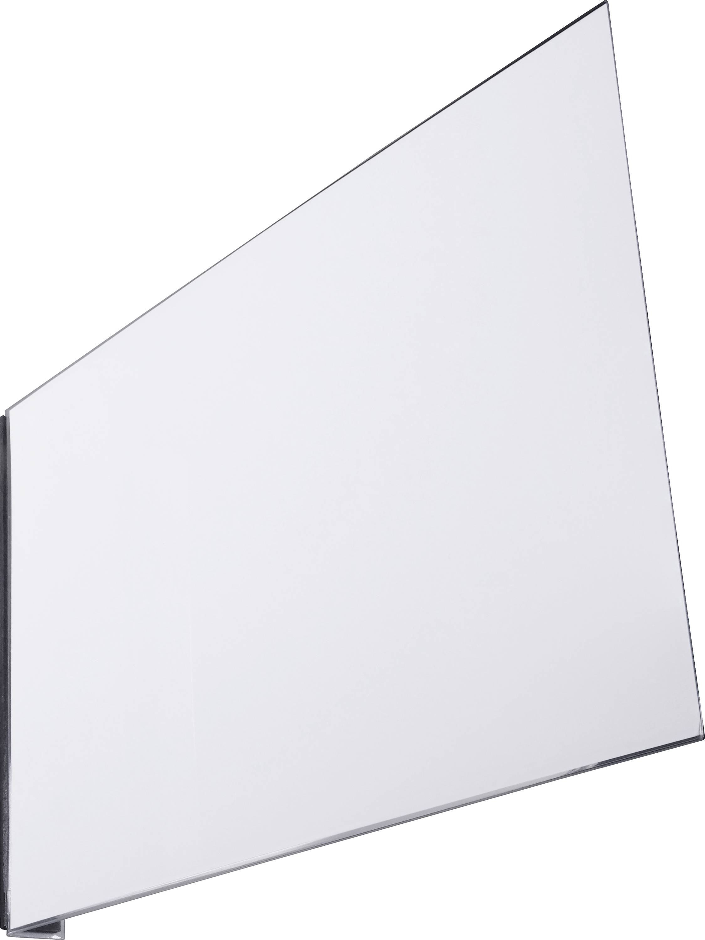 Abstraktní obraz s bílou geometrickou formou na šedém pozadí, který zobrazuje minimalistický styl.