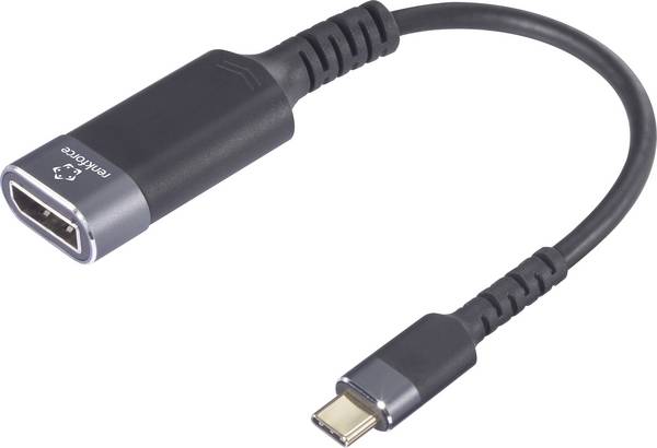 Renkforce RF-6798310 USB-C® / DisplayPort kabelový adaptér [1x USB-C® zástrčka - 1x zásuvka DisplayPort] černošedá 4K UHD 0.20 m