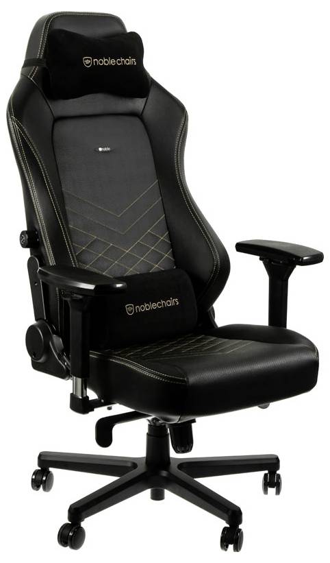 Černá herní židle s polstrovanou opěrkou hlavy a bederní oblastí a nastavitelnými područkami, která poskytuje pohodlí a ergonomii.
