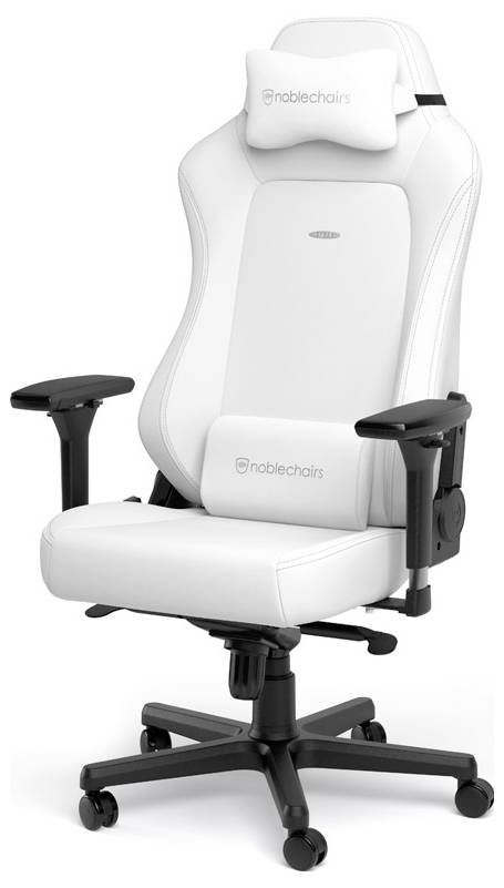 Bílá ergonomická kancelářská židle s nastavitelnými opěrkami rukou, krčním polštářem a bederní opěrkou, vhodná pro dlouhé pracovní hodiny.