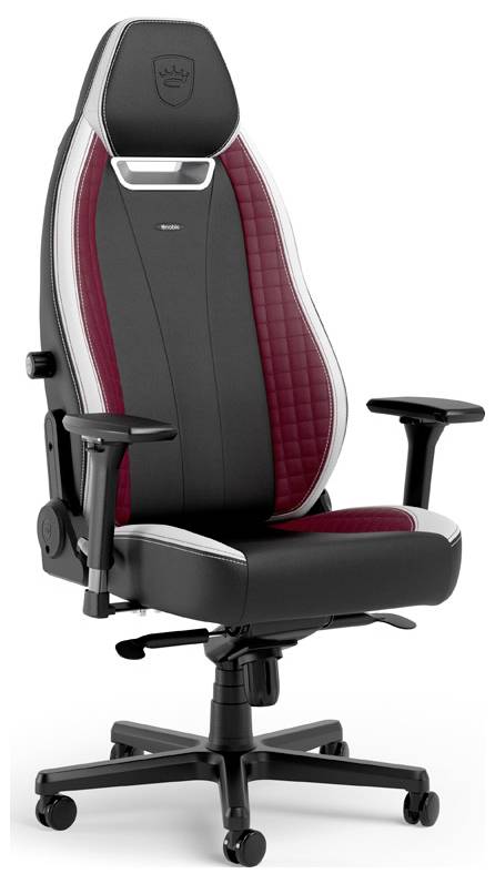 Moderní ergonomická kancelářská židle s černým a tmavě červeným čalouněním, nastavitelnými područkami a černou otočnou základnou.