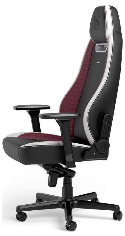 Ergonomická černá kancelářská židle s červeným čalouněním, nastavitelnou výškou opěradla, područkami a kolečky pro flexibilní sezení.