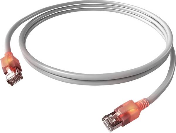 Easylan CS1OAADAD0020 RJ45 síťové kabely, propojovací kabely CAT 6A S/FTP 2.00 m šedá dvoužilový stíněný, bez halogenů, samozhášecí 1 ks