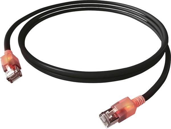 Easylan CS1OSADAD0010 RJ45 síťové kabely, propojovací kabely CAT 6A S/FTP 1.00 m černá dvoužilový stíněný, bez halogenů, samozhášecí 1 ks