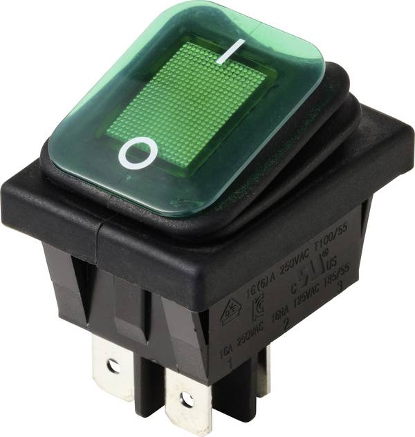 TRU COMPONENTS TC-13599532 kolébkový spínač 250 V/AC 16 A 2x vyp/zap IP65 (čelní strana) s aretací 1 ks