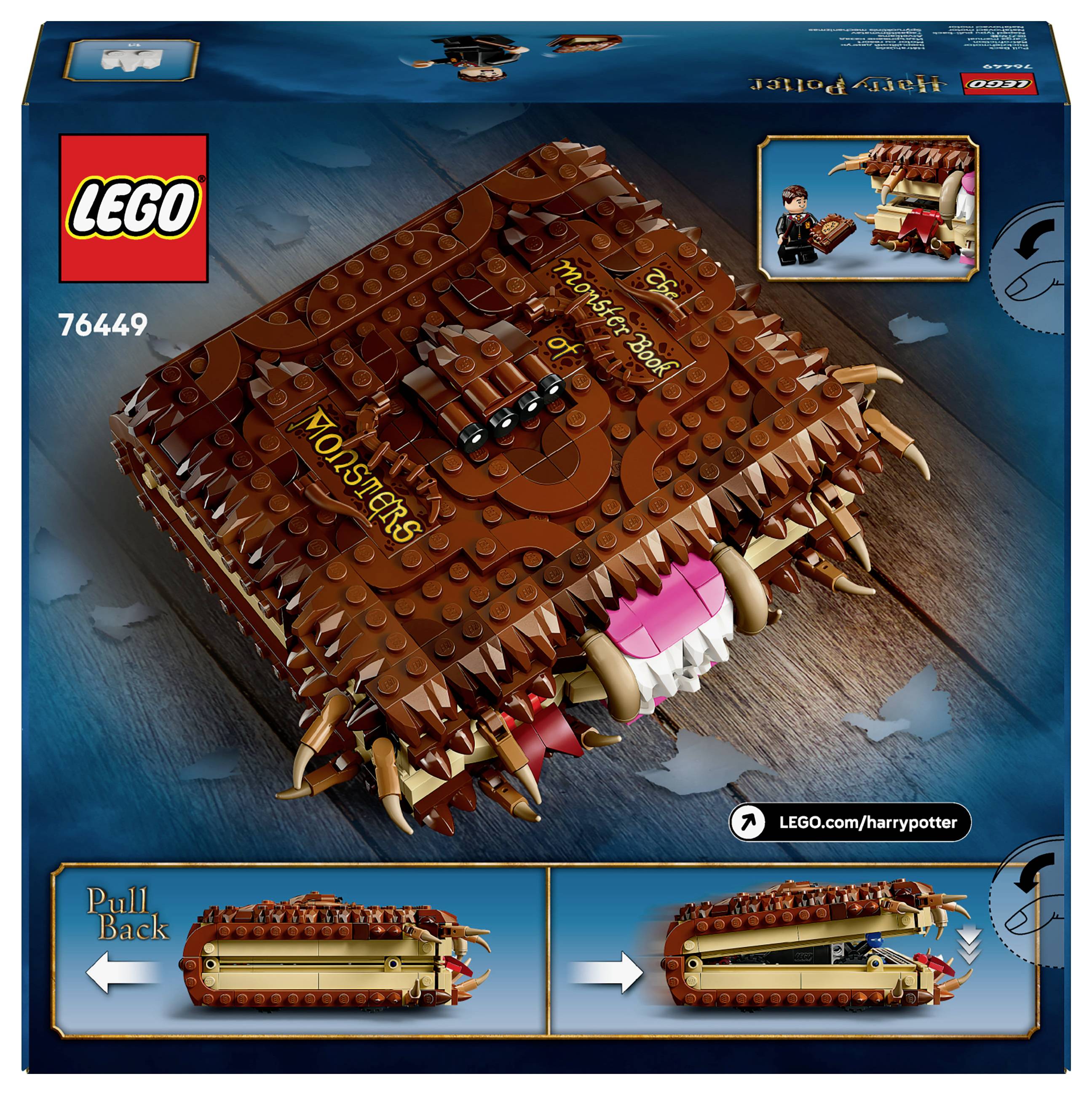 LEGO stavebnice ukazuje „Knihu příšer" z Harry Pottera. Sada má vysouvací funkci pro ukázání zubů.