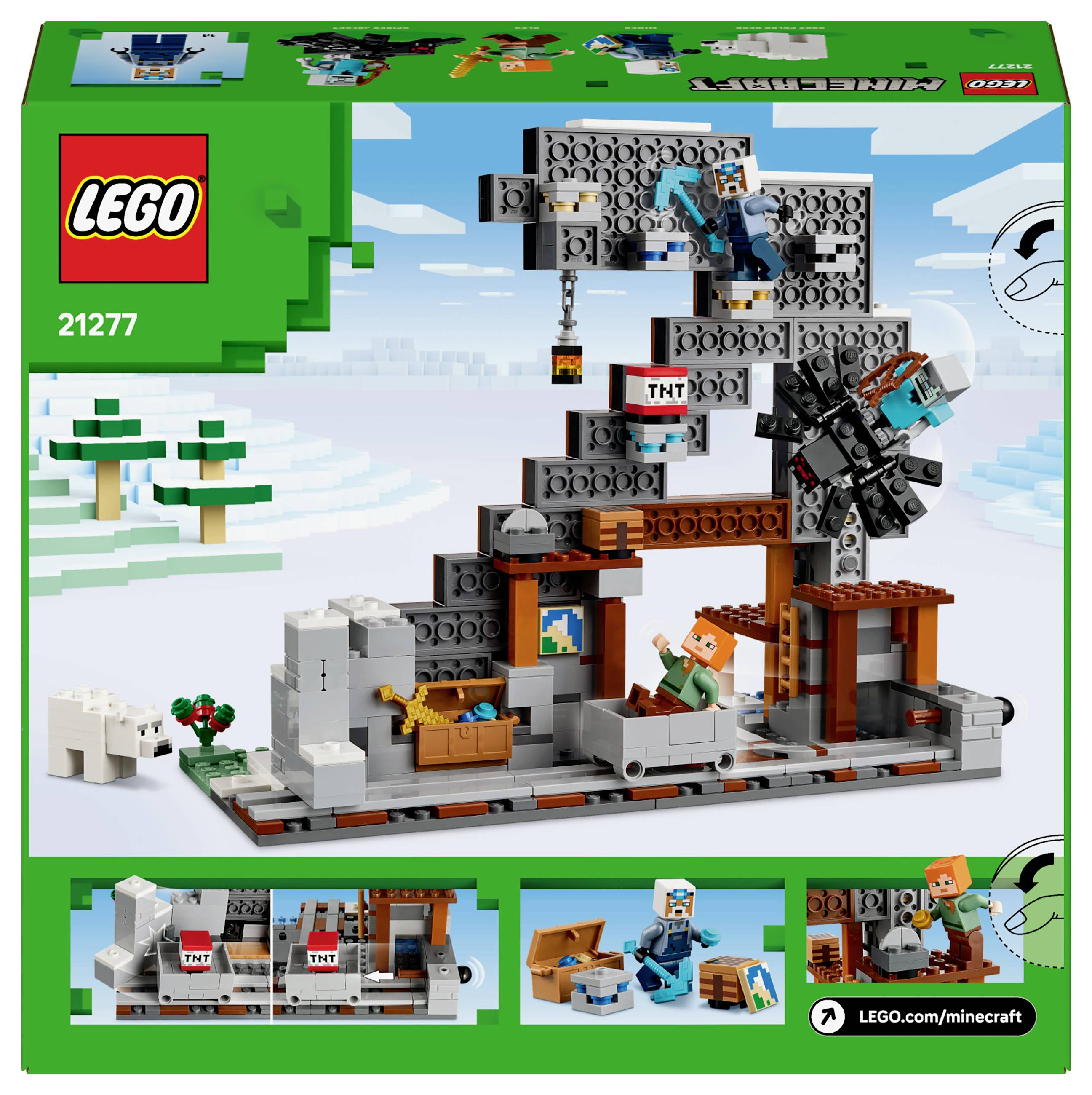 LEGO Minecraft sada 'Liščí doupě' ukazuje postavy z Minecraftu při dobrodružstvích se zvířaty a stavbami v kostkovitém světě.