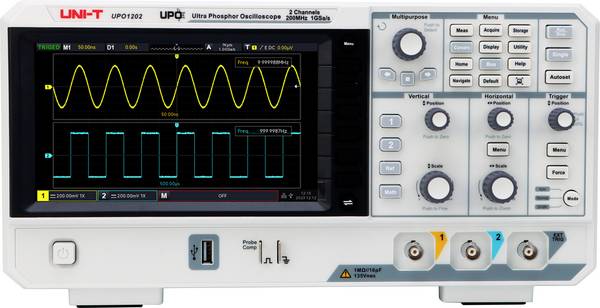 Uni-T UPO1202 digitální osciloskop 200 MHz, 1 GSa/s, 56 Mpts, s pamětí (DSO), 1 ks, 181100200081X