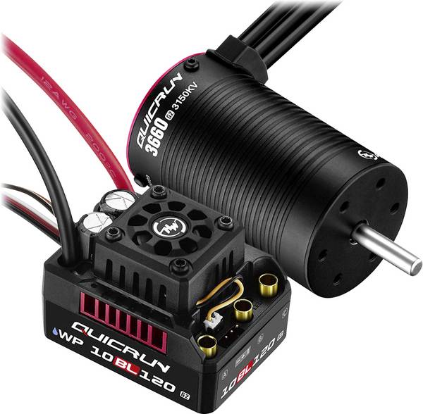 Hobbywing Combo WP10BL120G2 mit 3660SL-3150KV-G2 38030210  střídavý (brushless) motor a regulátor otáček, sada pro RC modely 1:10