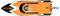 Oranžový modelový rychločlun s názvem 'Vector 30' je vidět z pohledu shora, s černým a bílým designovým vzorem.
