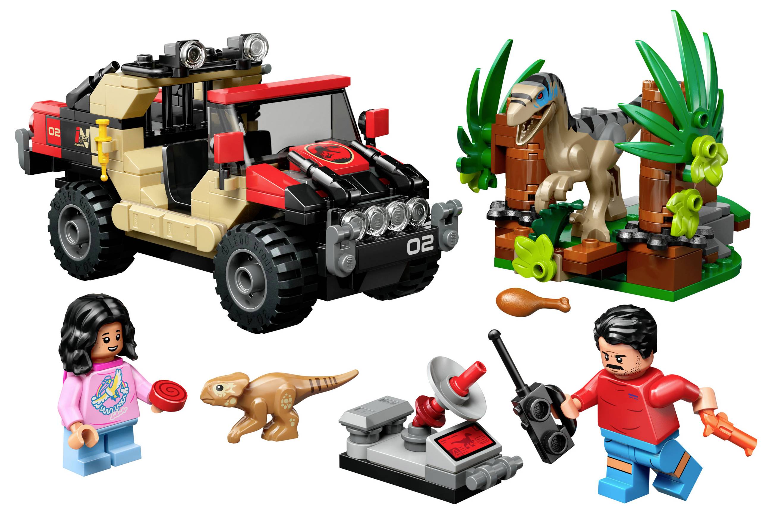 76972 LEGO® JURASSIC WORLD™ Raptor: Sledovací reflektor s terénním vozem-1
