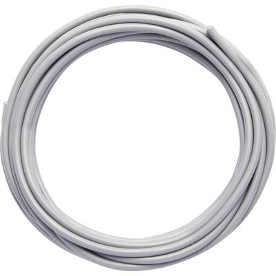 Svinutý šedý kabel uspořádaný do kruhu před bílým pozadím.