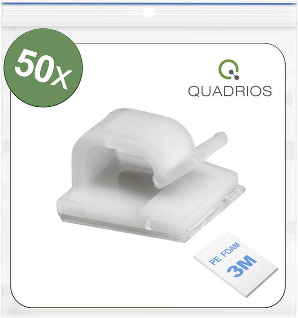 Quadrios 25CA477 kabelová spona samolepicí 25CA477 Průměr kabelového svazku (rozsah) 1 do 7 mm   bílá 50 ks