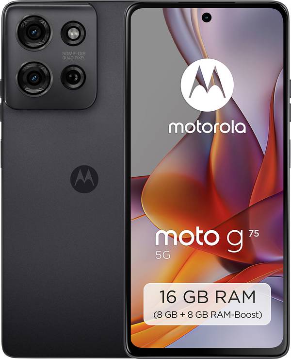 Motorola moto g75 5G smartphone 128 GB, 17 cm (6.7 palec), uhlí, Android™ 14, hybridní slot